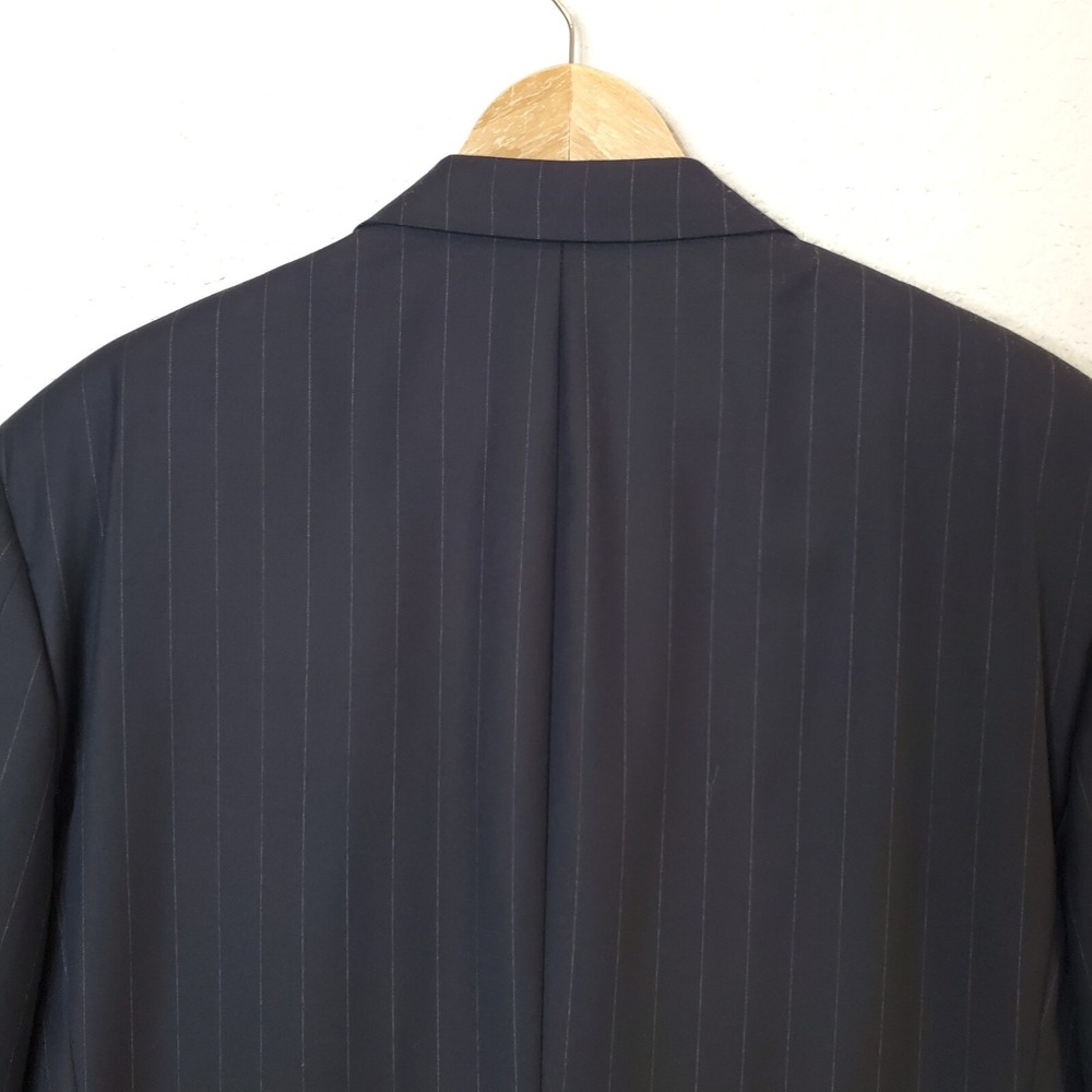 Hickey Freeman Suit Jacket Sport Coat 2 Button Blue PinStripe 46R 100% Wool EUC - Picture 12 of 16